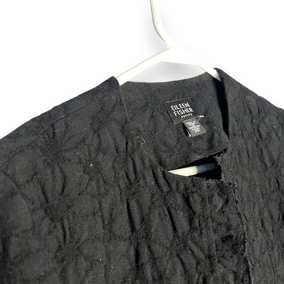 Eileen Fisher Jacket Women's  Black Wool Crinkle Texture Open Front Size-PP XS - Picture 2 of 6